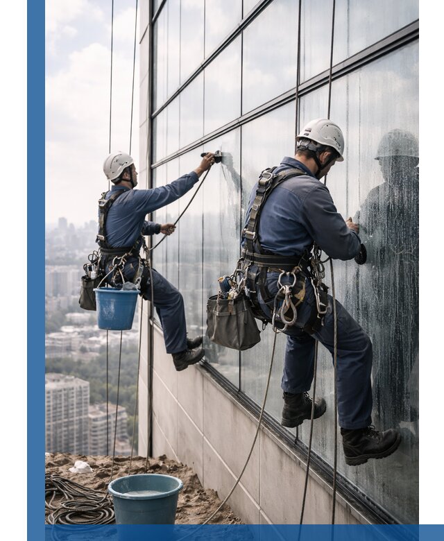 Профессиональная мойка фасадных окон альпинистами в Вязниках