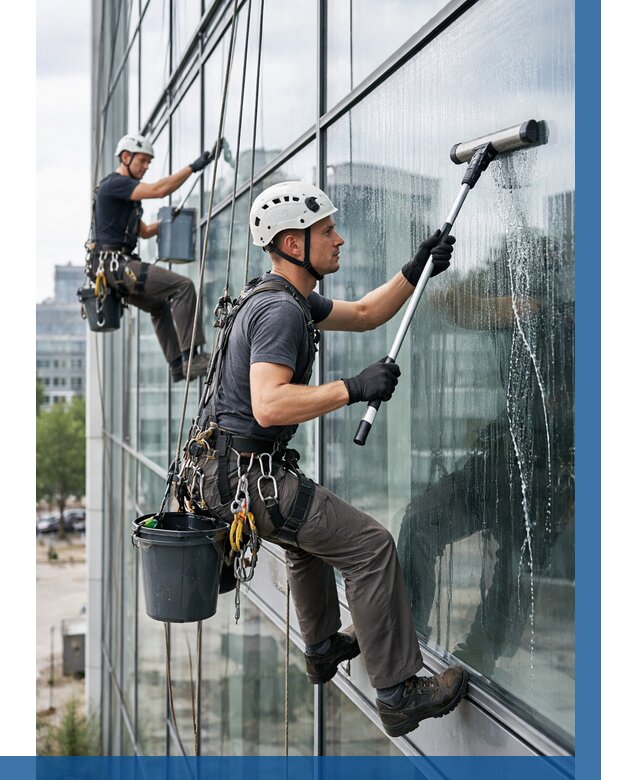 Мойка витражей альпинистами в Вязниках от 748 р. под ключ|ВЫСОТНИК-Взн