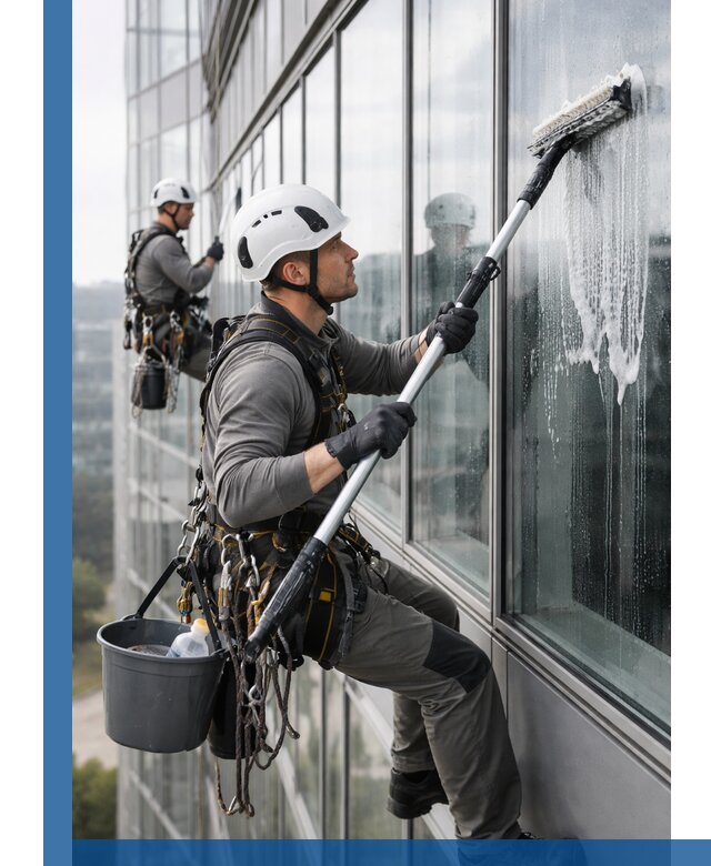 Высотная мойка сплошного остекления с выездом в Вязниках