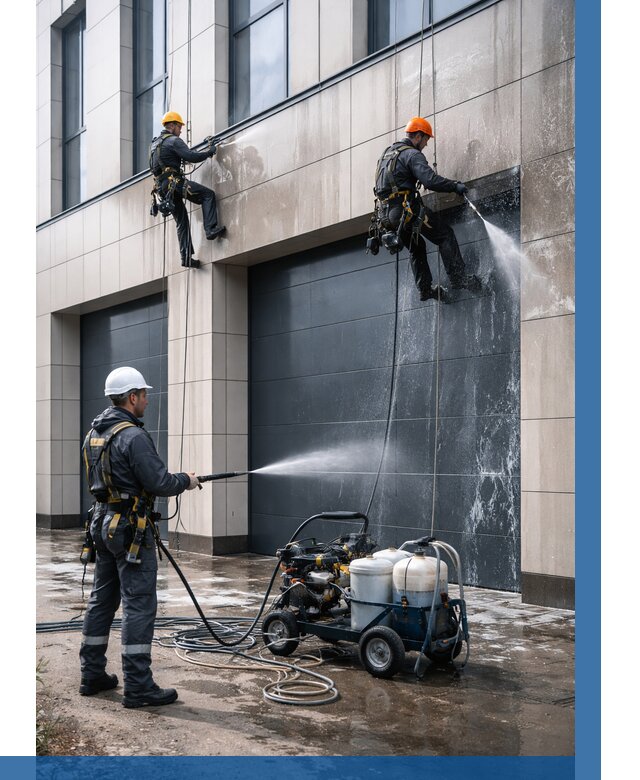 Послестроительная мойка фасада в Вязниках от 320 р. | ВЫСОТНИК-Взн