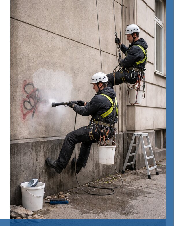 Удаление граффити с фасада в Вязниках от 4807 р. | ВЫСОТНИК-Взн