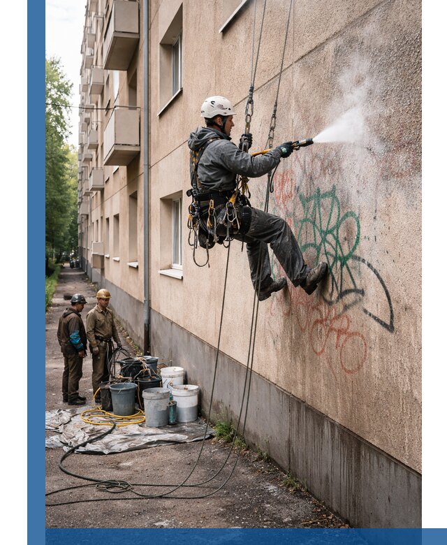 Удаление граффити с фасада в Вязниках без следов и повреждений