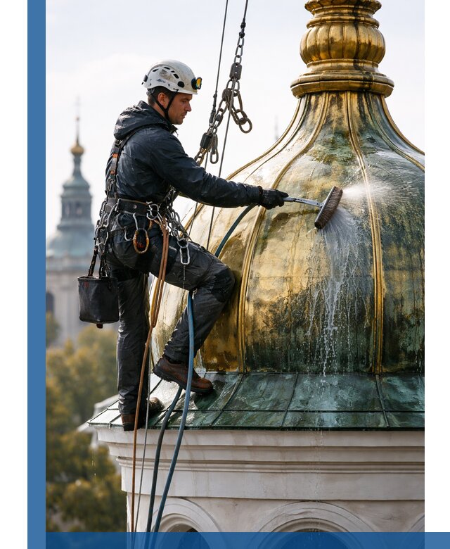 Профессиональная мойка куполов и шпилей высотными альпинистами в Вязниках