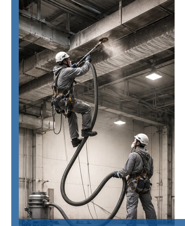 Обеспыливание потолочных конструкций в Вязниках промышленным альпинизмом