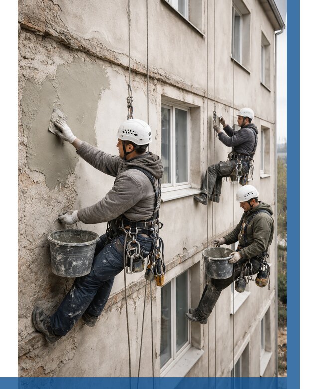 Ремонт штукатурного фасада в Вязниках от 801 р. под ключ | ВЫСОТНИК-Взн