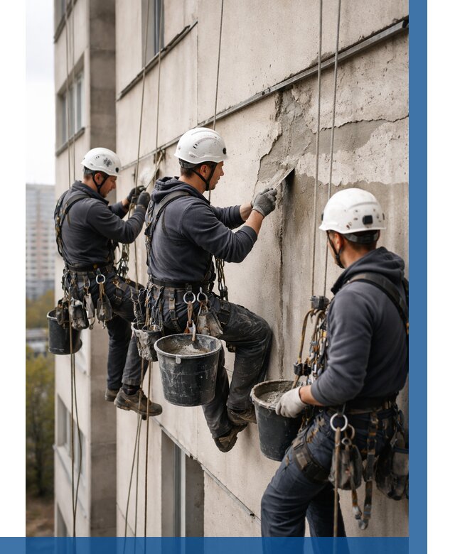 Ремонт бетонных элементов фасада в Вязниках от 2671 р. | ВЫСОТНИК-Взн