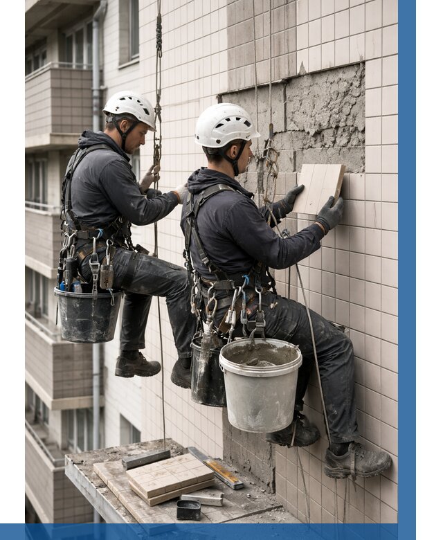 Ремонт облицовки фасада плиткой в Вязниках от 1923 р. | ВЫСОТНИК-Взн