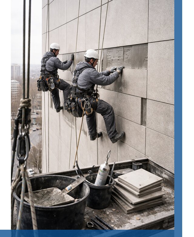 Ремонт фасада из керамогранита в Вязниках от 2671 р. | ВЫСОТНИК-Взн