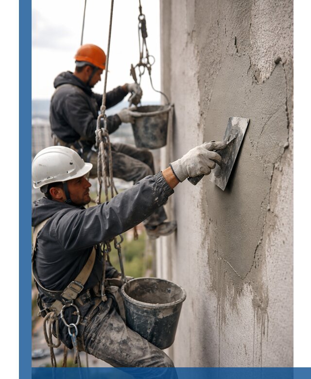 Штукатурка фасада на высоте в Вязниках профессиональные работы