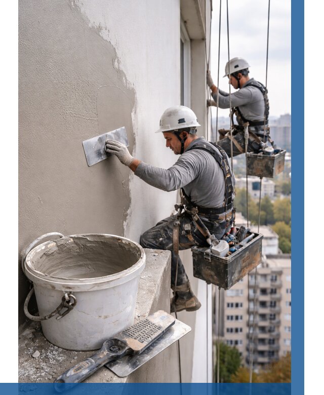 Шпаклевка фасада на высоте в Вязниках от 748 р. | ВЫСОТНИК-Взн