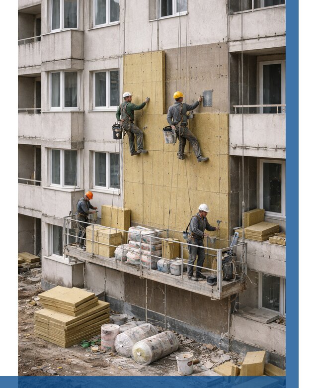 Утепление фасада минватой в Вязниках от 1602 р. | ВЫСОТНИК-Взн