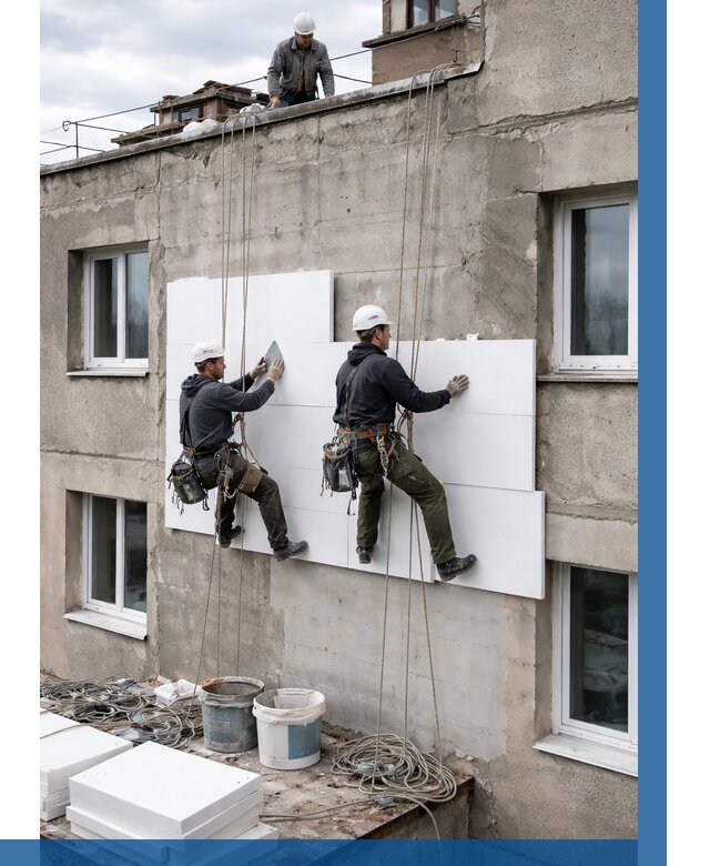 Утепление фасада пенополистиролом в Вязниках от 1923 р. | ВЫСОТНИК-Взн