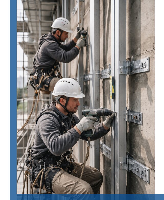 Монтаж и крепление подсистемы вентфасада в Вязниках