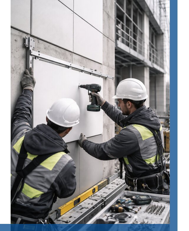 Монтаж композитных панелей фасада в Вязниках от 2671 р. | ВЫСОТНИК-Взн