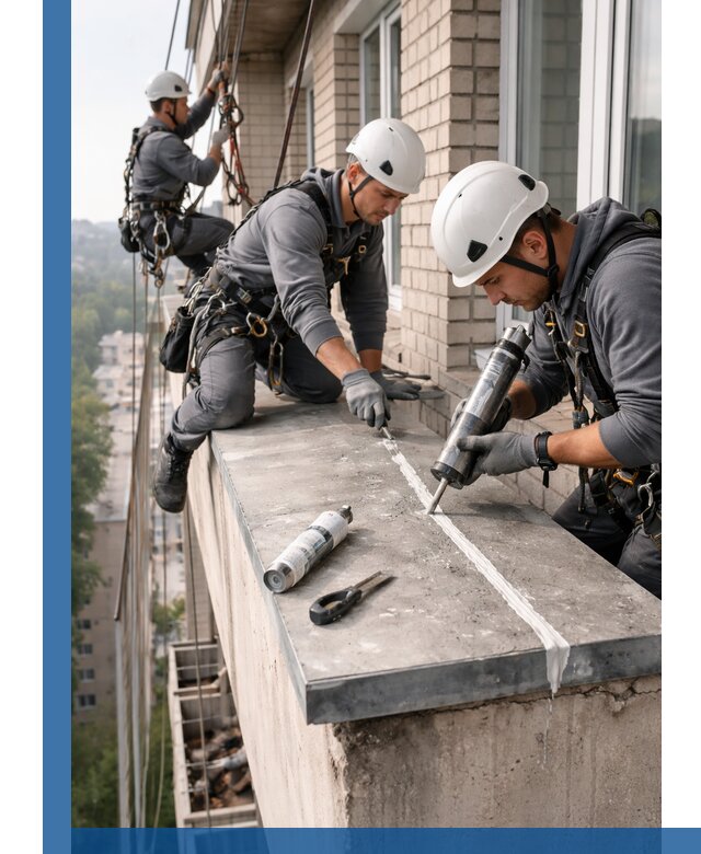 Герметизация балконного козырька в Вязниках профессионально