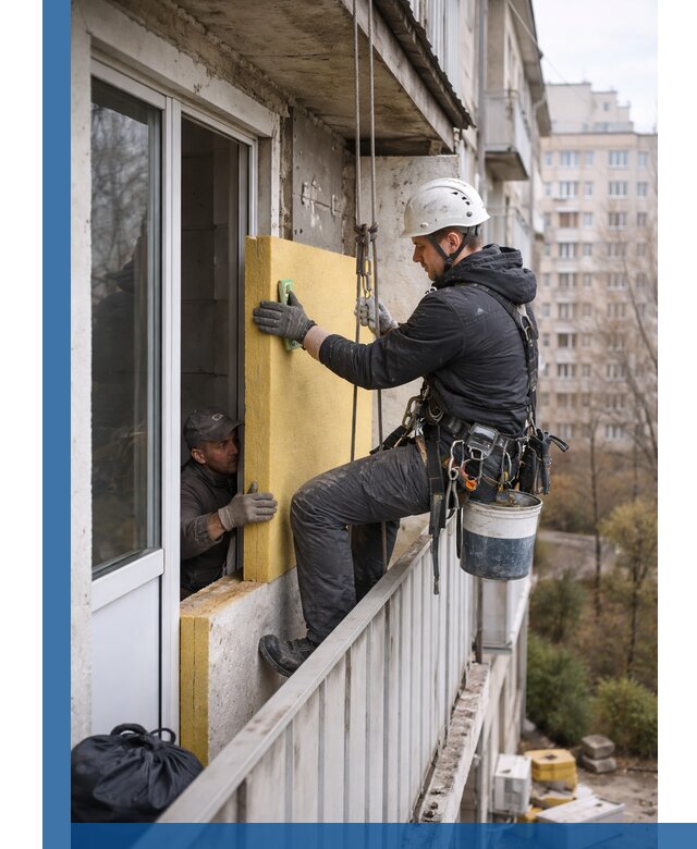 Профессиональное утепление балкона снаружи в Вязниках под ключ