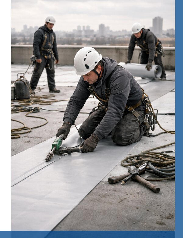 Ремонт мембранной кровли в Вязниках от 1923 р./м2 | ВЫСОТНИК-Взн