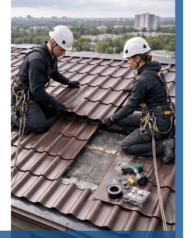 Ремонт металлочерепицы на крыше в Вязниках от 961 р. | ВЫСОТНИК-Взн