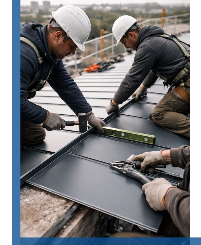 Монтаж фальцевой кровли в Вязниках для промышленных зданий