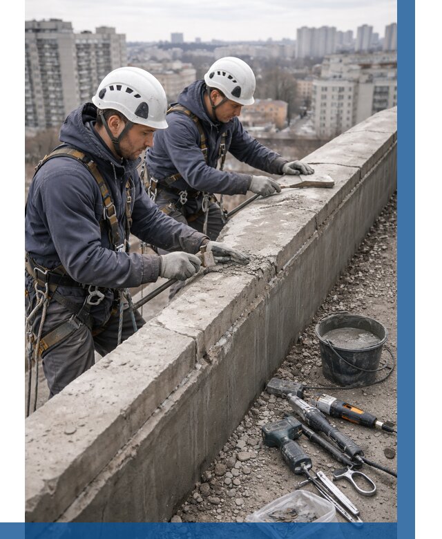 Ремонт парапета на кровле в Вязниках от 1602 р. | ВЫСОТНИК-Взн