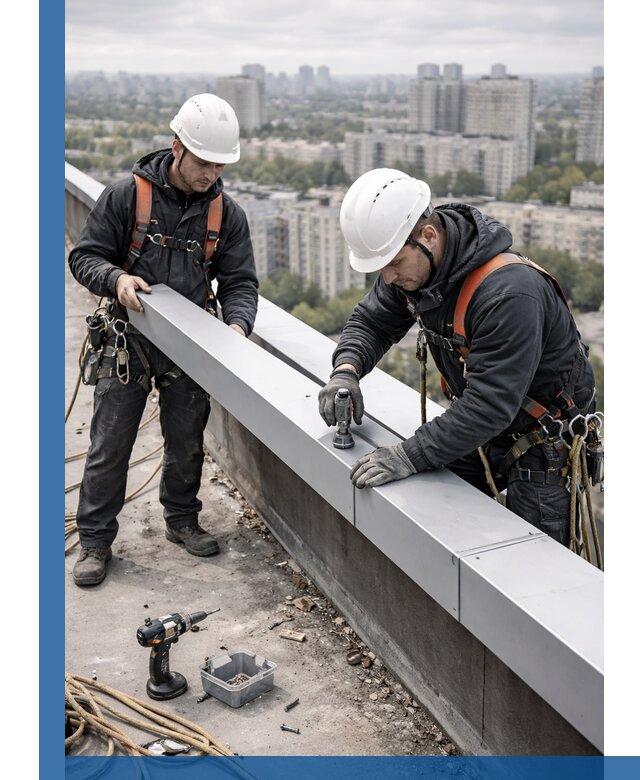 Монтаж парапетных крышек и ограждений кровли в Вязниках