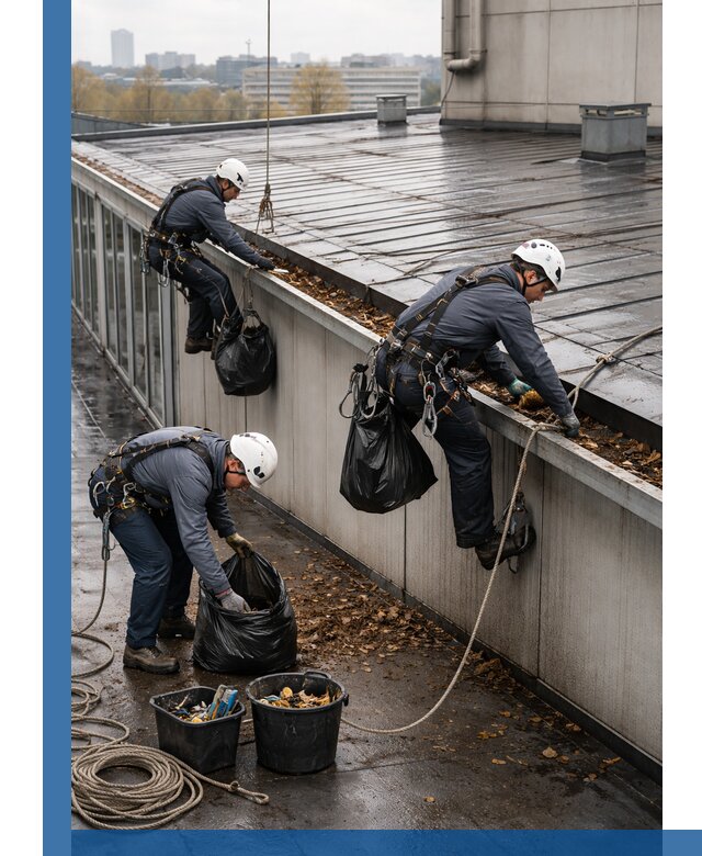 Очистка кровли по периметру в Вязниках силами промышленных альпинистов