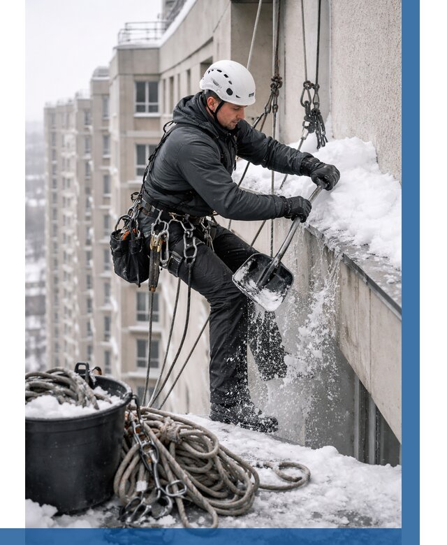 Очистка карнизов от снега в Вязниках от 320 р. | ВЫСОТНИК-Взн