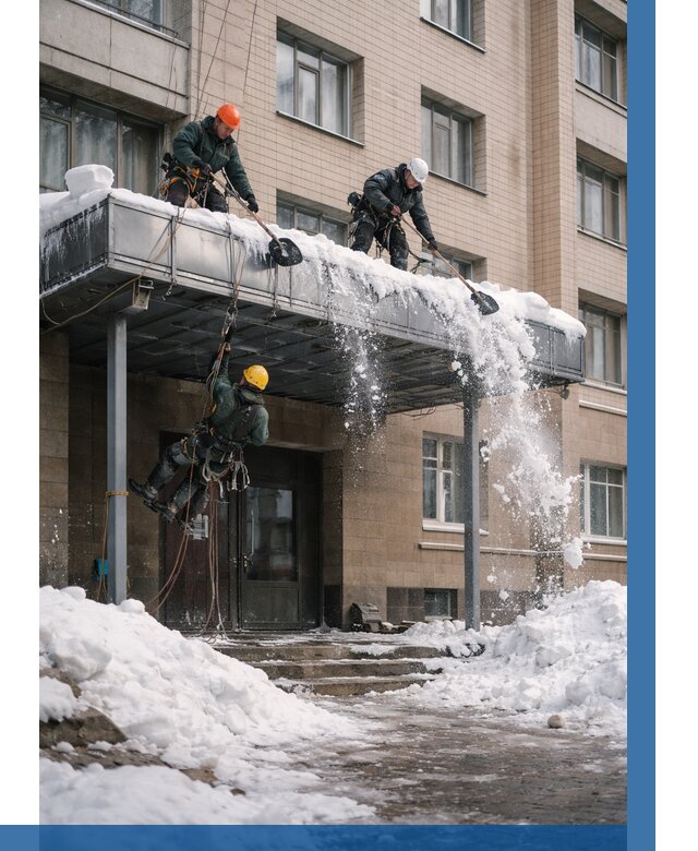 Очистка козырьков от снега в Вязниках от 3739 р. | ВЫСОТНИК-Взн