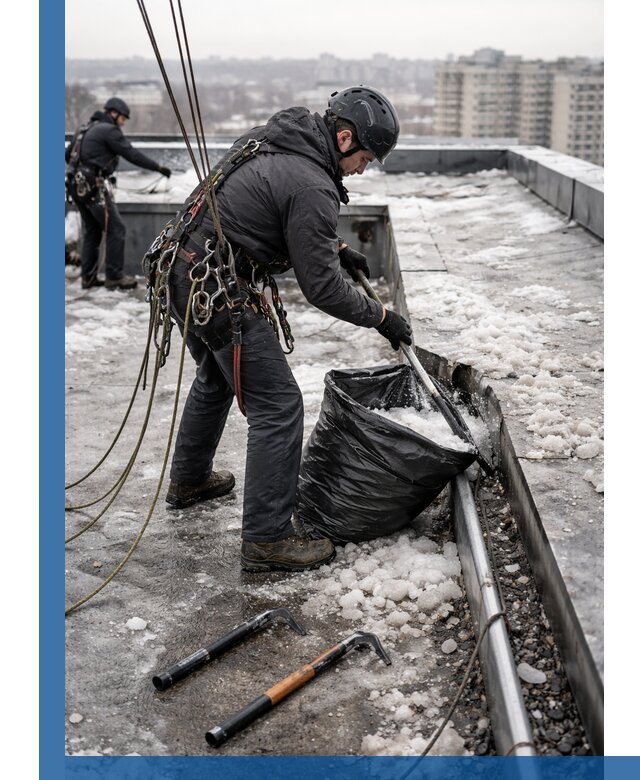 Аварийная очистка кровли в Вязниках от промальпинистов