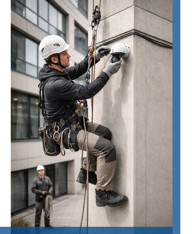 Монтаж камер видеонаблюдения на фасаде в Вязниках от 9081 р.-ВЫСОТНИК-Взн