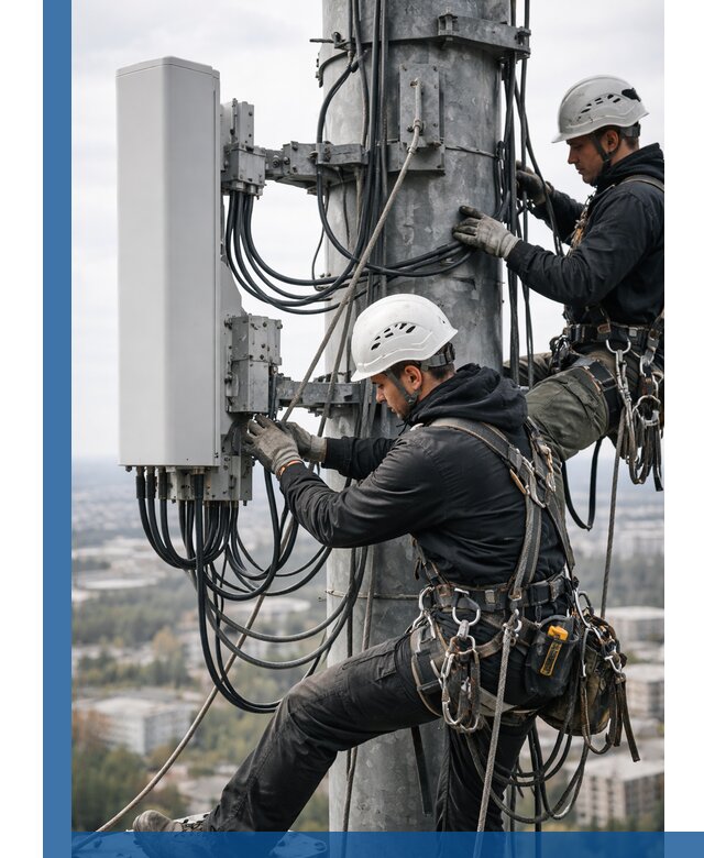 Монтаж оборудования связи на мачте в Вязниках с пусконаладкой