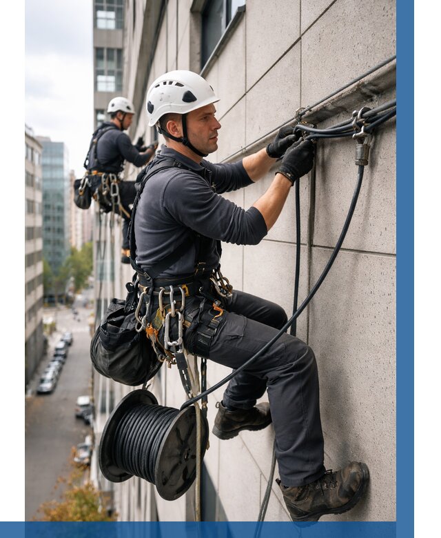 Прокладка кабеля по фасаду в Вязниках от 374 р. | ВЫСОТНИК-Взн