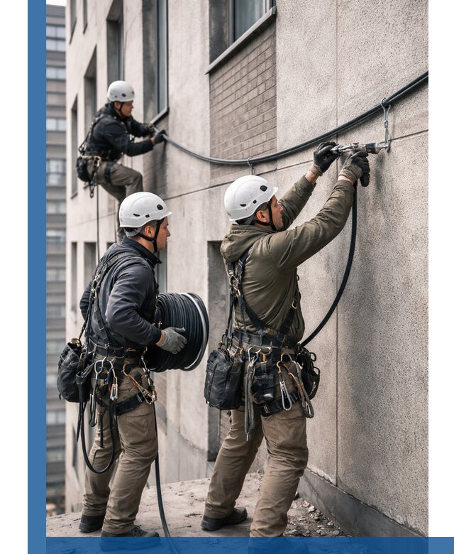 Прокладка кабеля по фасаду в Вязниках, профессиональный монтаж