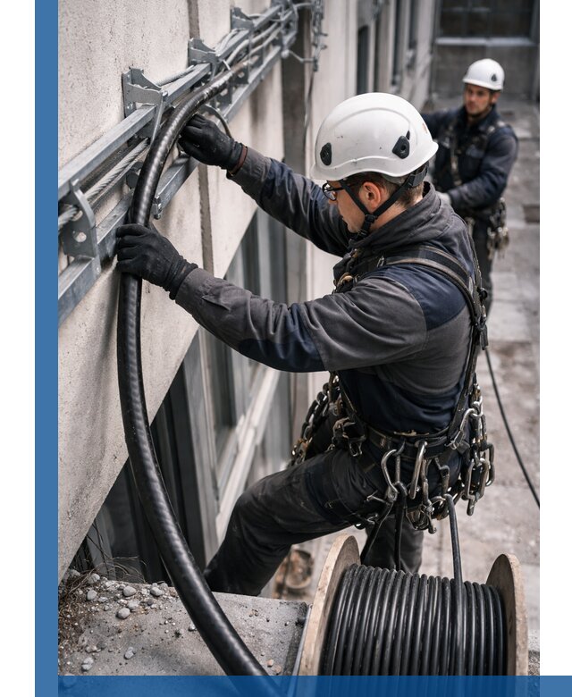 Протяжка кабеля питания на высоте в Вязниках с гарантией безопасности и качества