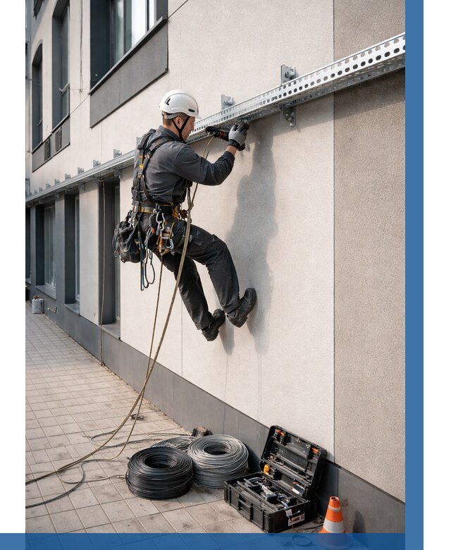 Монтаж кабельных лотков на фасаде в Вязниках от 1282 р. | ВЫСОТНИК-Взн