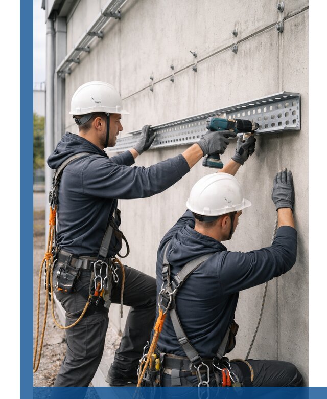 Монтаж кабельных лотков на фасаде зданий в Вязниках с гарантией