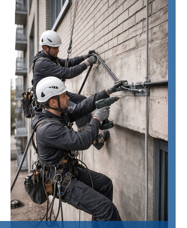 Крепление кабеля на фасаде в Вязниках от 374 р. | ВЫСОТНИК-Взн