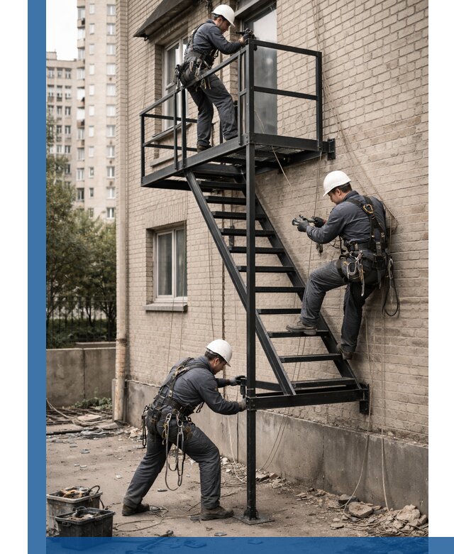 Монтаж пожарной лестницы в Вязниках, установка и крепление