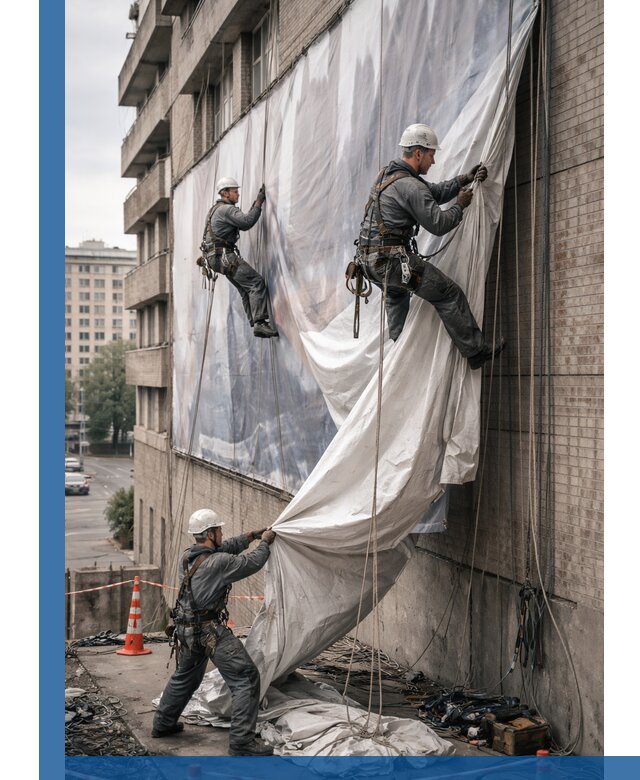 Демонтаж баннеров с фасада в Вязниках оперативно и безопасно
