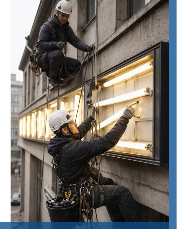 Замена ламп в вывеске в Вязниках под ключ от 3739 р. | ВЫСОТНИК-Взн