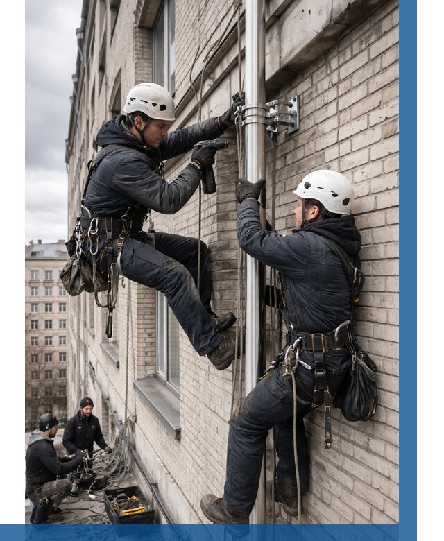 Монтаж флагштока на здании в Вязниках от 6944 р. | ВЫСОТНИК-Взн