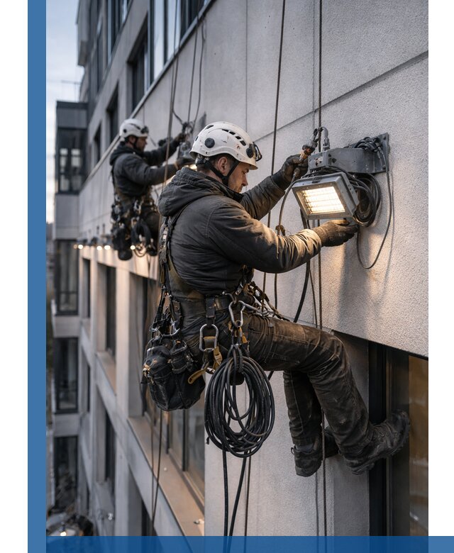 Монтаж фасадного освещения в Вязниках установка и подключение