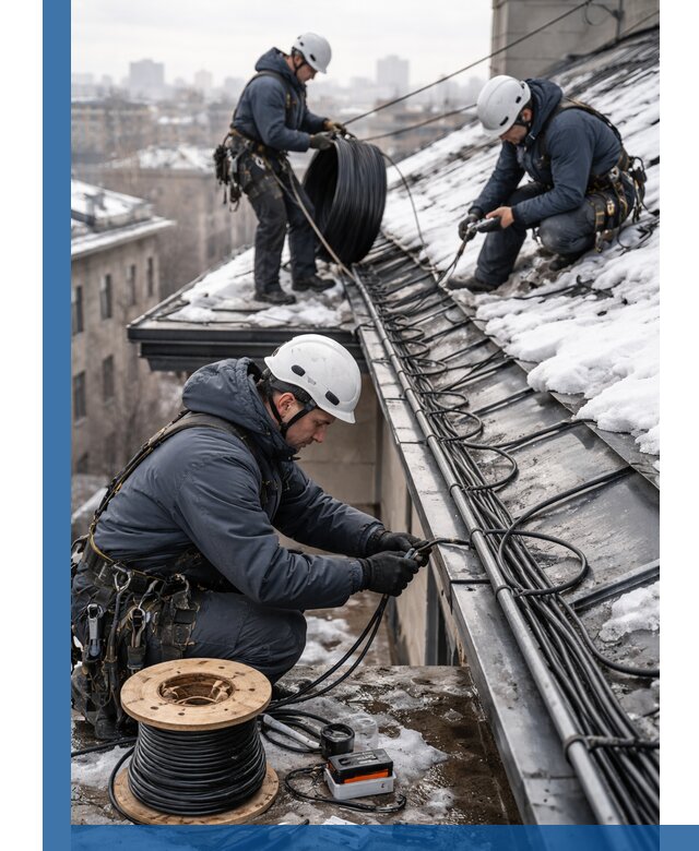 Монтаж греющего кабеля на кровле в Вязниках под ключ