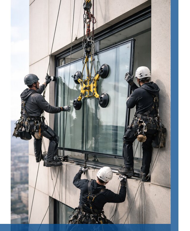 Монтаж стеклопакетов на высоте в Вязниках от 3419 р. | ВЫСОТНИК-Взн