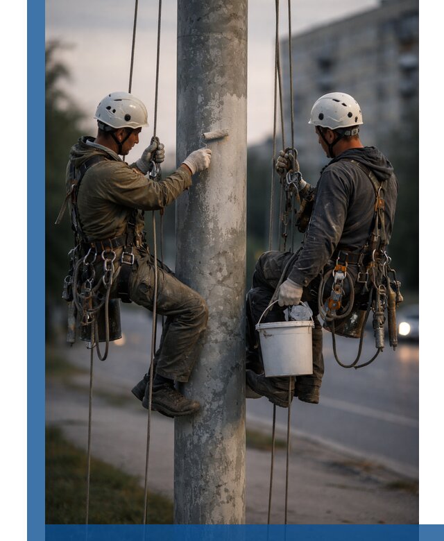 Покраска опор освещения и антикоррозийная защита в Вязниках