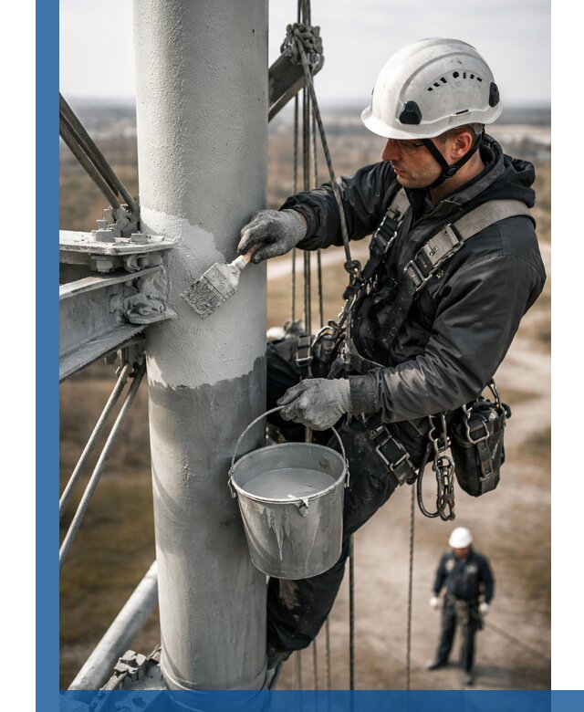 Покраска мачт связи в Вязниках промышленными альпинистами