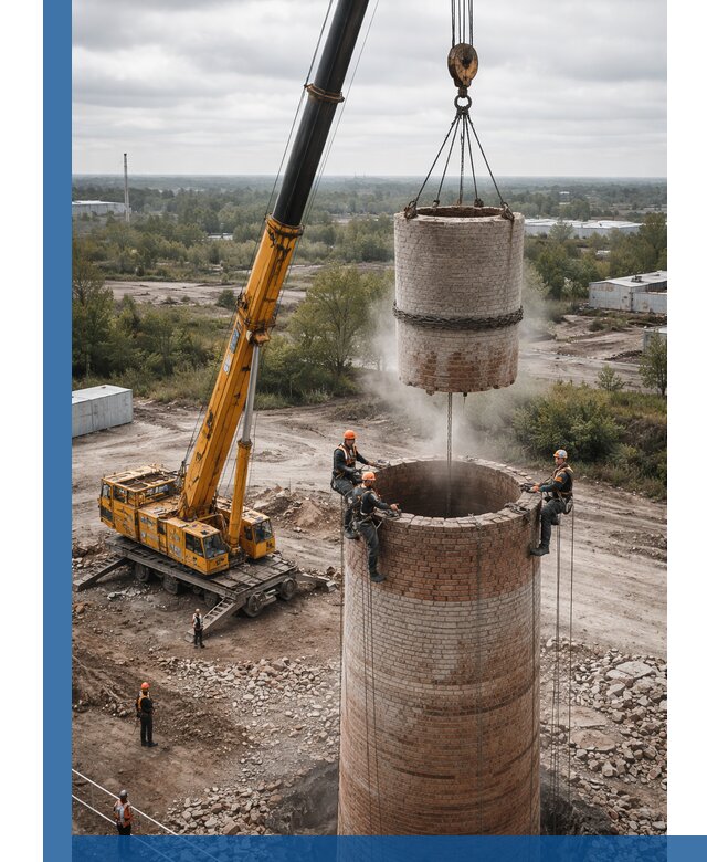Демонтаж дымовой трубы в Вязниках с гарантиями безопасности