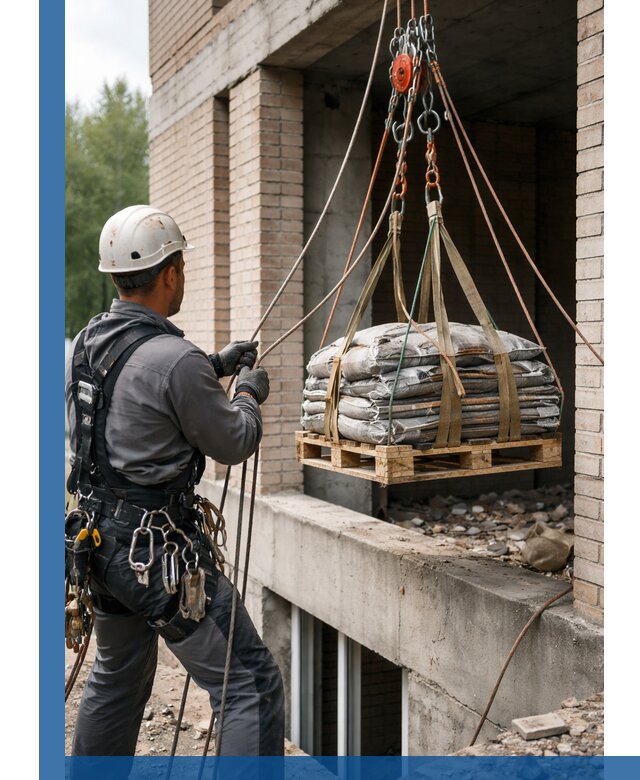 Подъем материалов на этаж веревками в Вязниках оперативно