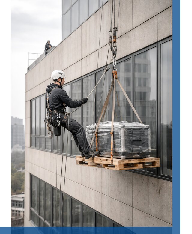 Спуск груза по фасаду в Вязниках от 3739 р. | ВЫСОТНИК-Взн