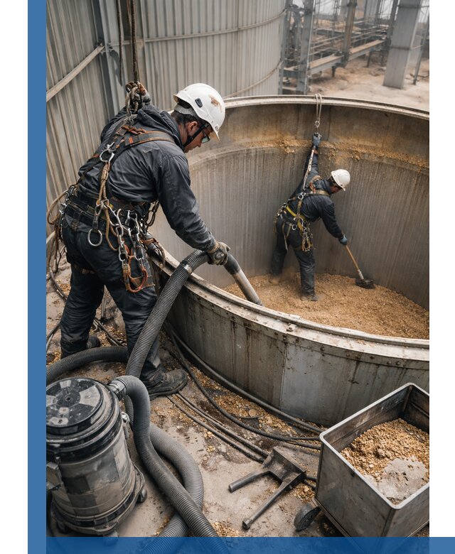 Профессиональная чистка зерновых бункеров в Вязниках с выездом